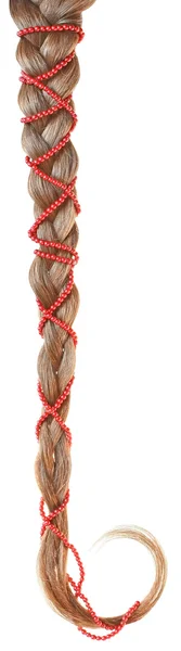 Braid decorated with a string of beads — Stock Photo, Image