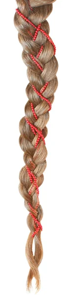 Braid decorated with a string of beads — Stock Photo, Image