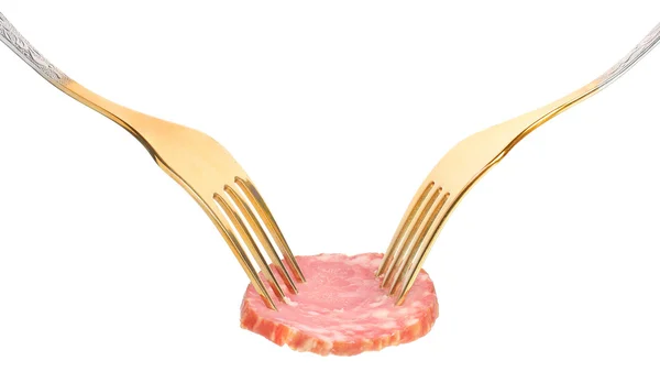 Sausage and two forks. — Stock Photo, Image