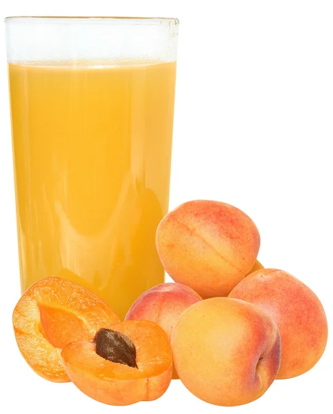 Abrikoos SAP met een hoop van perziken — Stockfoto