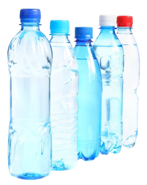 Uppsättning flaskor läsk mineralvatten — Stockfoto