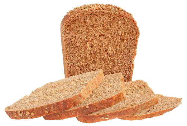 Gesneden tarwe brood geïsoleerd. — Stockfoto