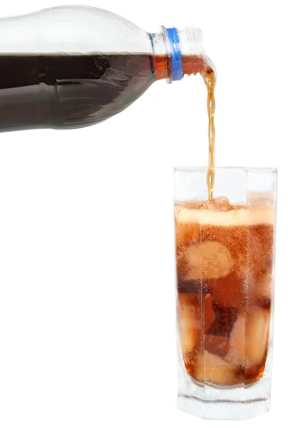 Cola drink with ice cube in a glass. — Stock Photo, Image