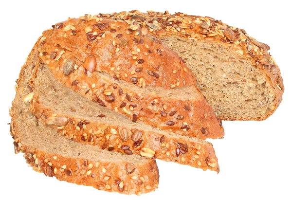 Gesneden tarwe brood geïsoleerd. — Stockfoto