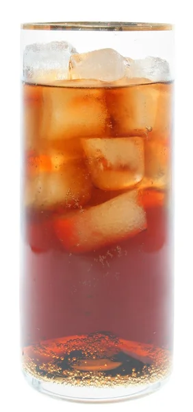 Cola nápoj s ice cube ve sklenici. — Stock fotografie
