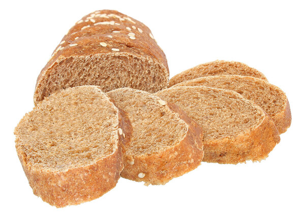 Sliced wheat grain bread isolated.