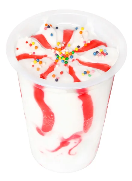 プラスチックのコップのアイスクリーム フルーツ ゼリーを装飾 — ストック写真