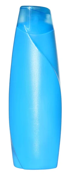 Frasco azul com shampoo — Fotografia de Stock