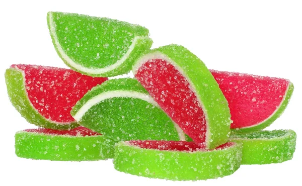 Eine Handvoll roter und grüner Bonbons — Stockfoto