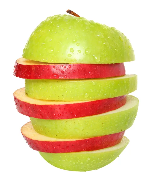 Sliced red and green apple — Stock Photo, Image