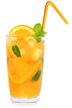portakal suyu ve buz küpleri ile kokteyl