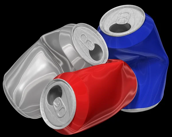 Three dimensional image of crumpled aluminum cans. — Stock Photo, Image