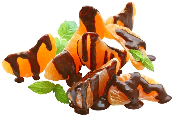 Chocolate covered tangerine heap — Stock Photo, Image