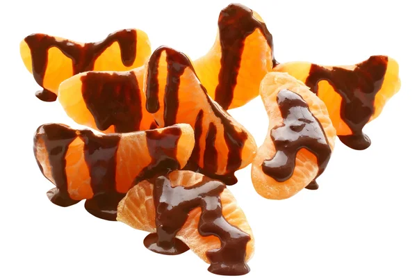 Chocolate covered tangerine heap — Stock Photo, Image