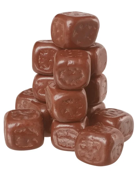 Tower cubes of chocolate close up isolated. — Stock Photo, Image