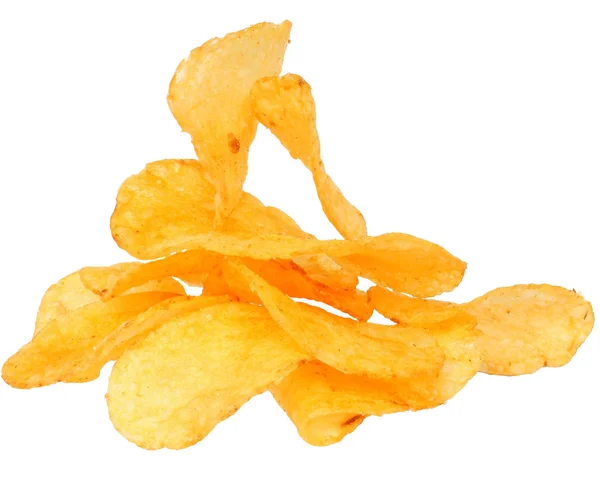 Heap potatischips på nära håll — Stockfoto