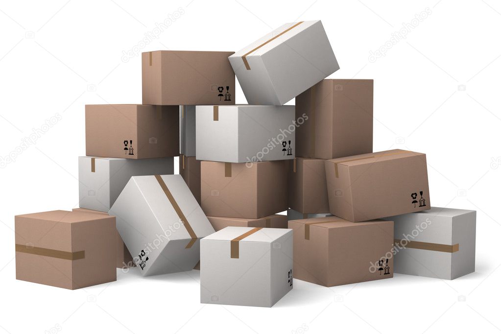 Group of cardboard boxes.