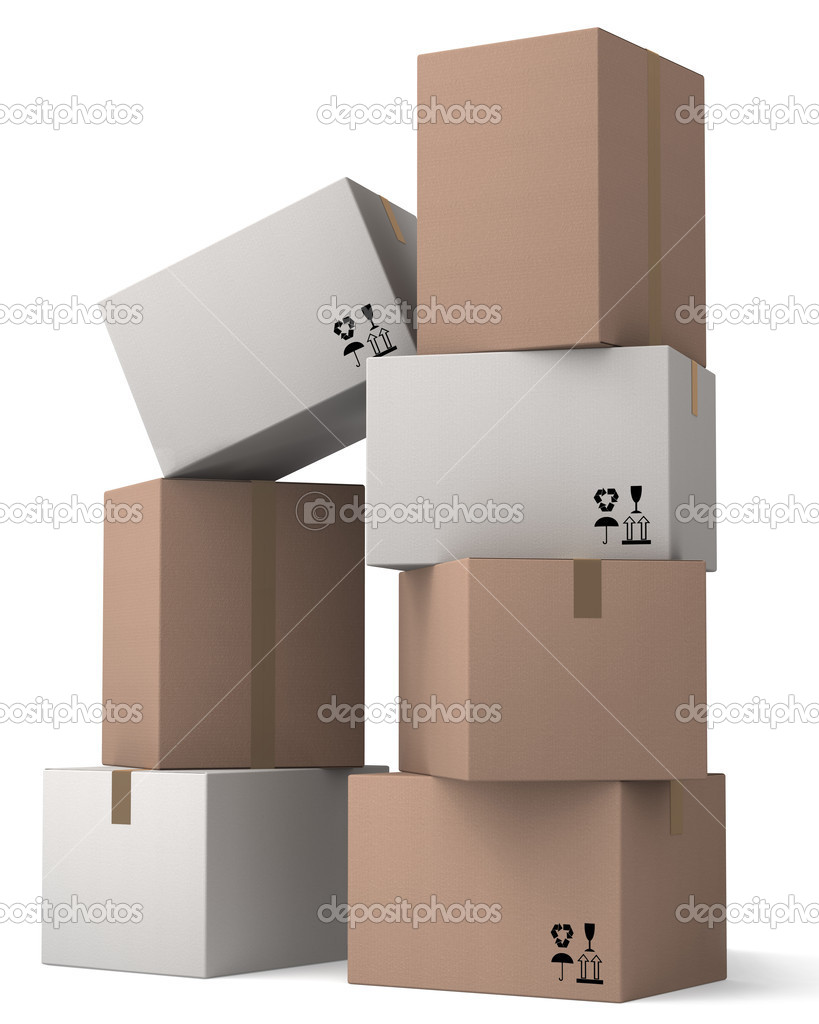 Group of cardboard boxes.