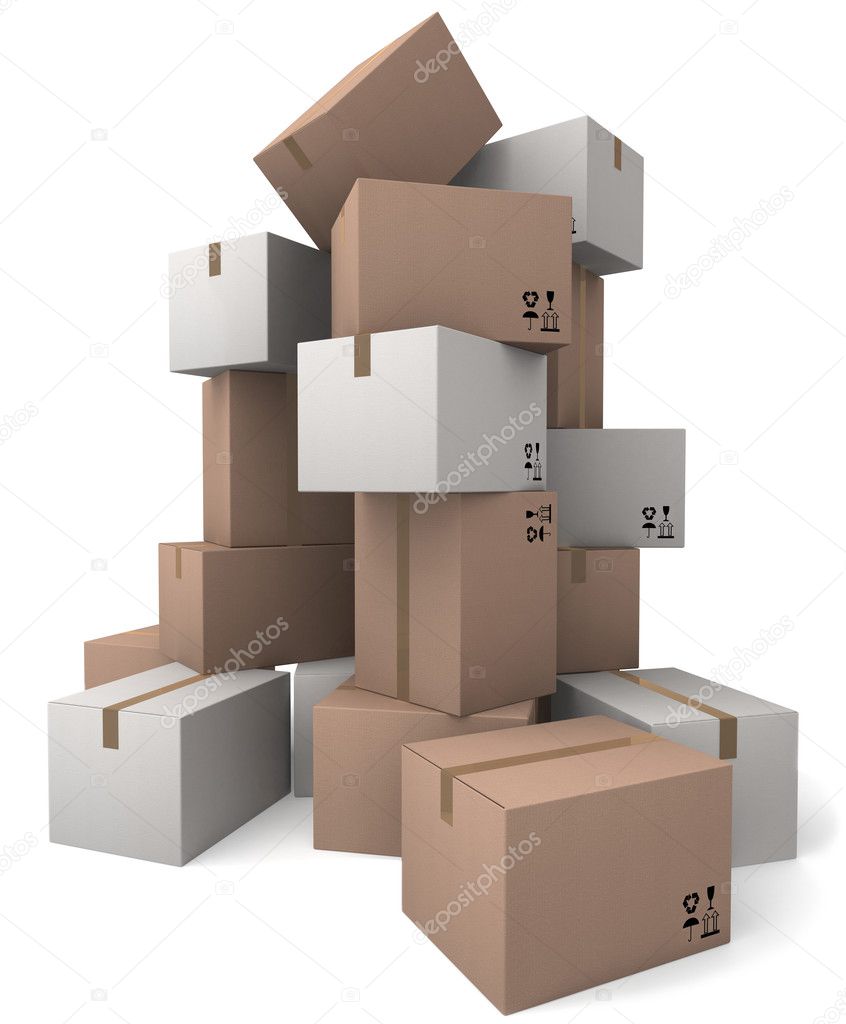 Group of cardboard boxes.
