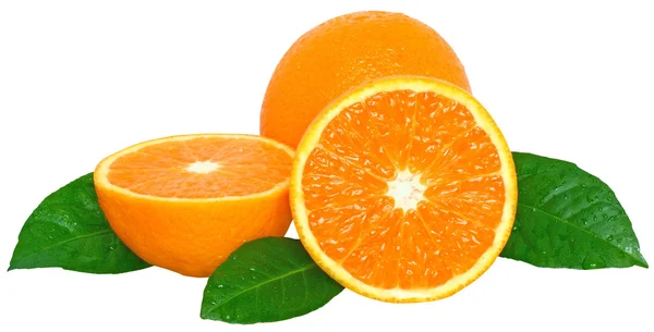 Naranjas en rodajas con hoja —  Fotos de Stock