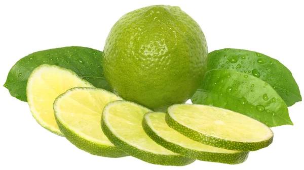 Fresh cut lime with leaf — Stock Photo, Image