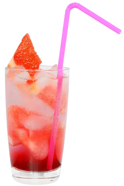 Cocktail med skivor av grapefrukt och grapefruktjuice — Stockfoto