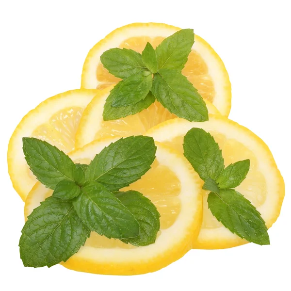 Sliced lemon with mint leaves — Stock Photo, Image