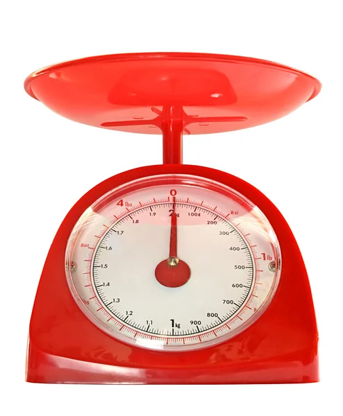 Red kitchen scales — Stock Photo, Image