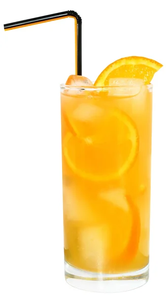 Koktejl s pomerančovým džusem s kostkami ledu — Stock fotografie