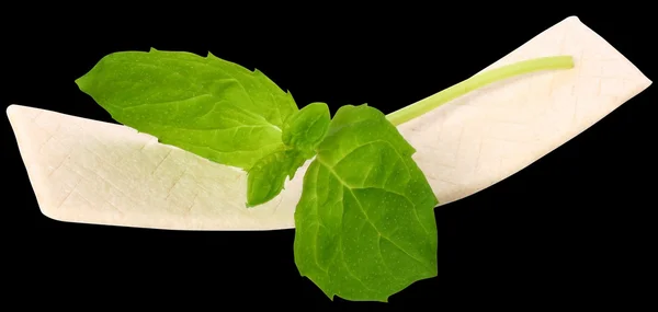 Chewing gum with mint leaf — Stock Photo, Image