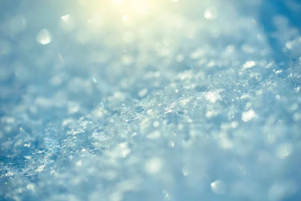 Makrohintergrund Frischer Schneeflocken Auf Einer Unschärfe — Stockfoto