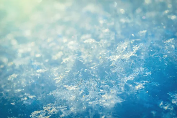 Macro Sfondo Fresca Texture Fiocco Neve Una Sfocatura — Foto Stock