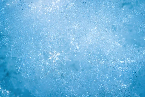 Makrohintergrund Frischer Schneeflocken Auf Einer Unschärfe — Stockfoto