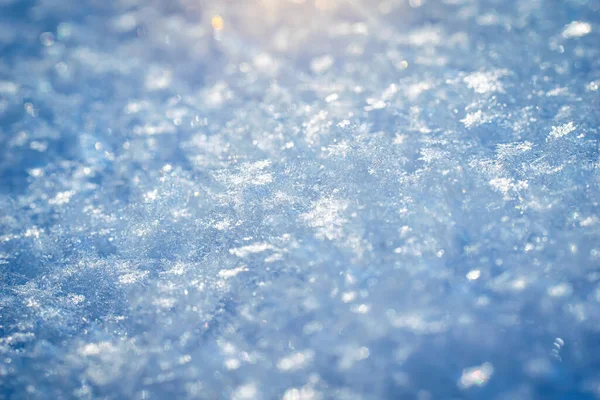 Makrohintergrund Frischer Schneeflocken Auf Einer Unschärfe Stockbild