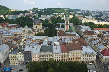 Lviv, Ukrayna katedralin Üstten Görünüm.