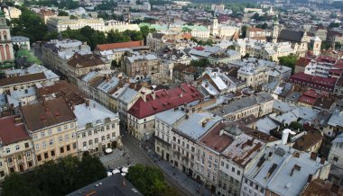 Lviv, Ukrayna katedralin Üstten Görünüm.