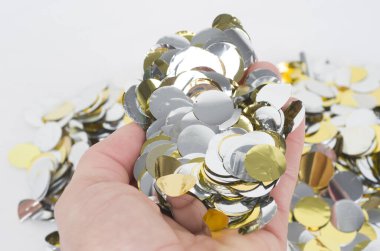 Brillantinas, perlas, konfeti, fiesta, dorado, plata, celebrar, cumpleaos, finde ao, mujer 