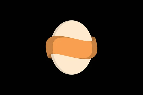 Desain Vektor Logo Telur Pada Latar Belakang Hitam - Stok Vektor