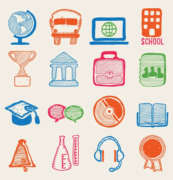 Ręcznie rysowane edukacji ikony — Wektor stockowy