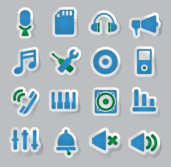 Set von Audio-Stickern — Stockvektor