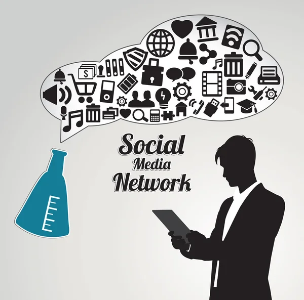 Абстрактна концепція мережевої роботи соціальних мереж з бізнесменом — стоковий вектор