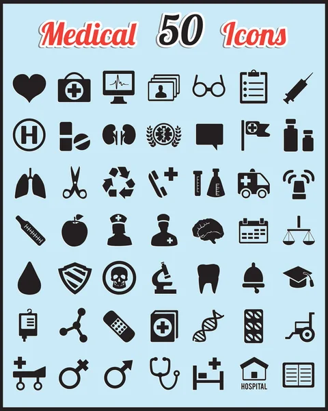 Набір з 50 медичних іконок для дизайну — стоковий вектор
