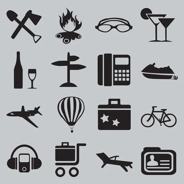 Uppsättning ikoner för turism och rekreation - del 2 — Stock vektor