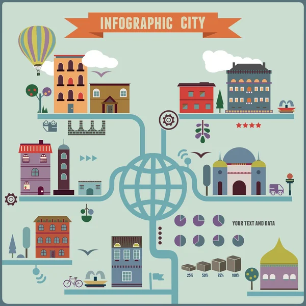 Ciudad infográfica — Archivo Imágenes Vectoriales