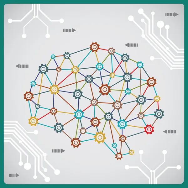 Proceso del cerebro con circuitos — Vector de stock