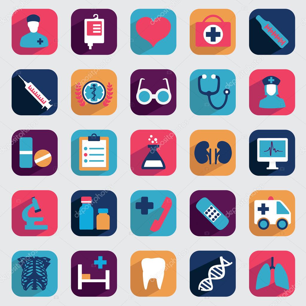 Set of flat medical icons for design