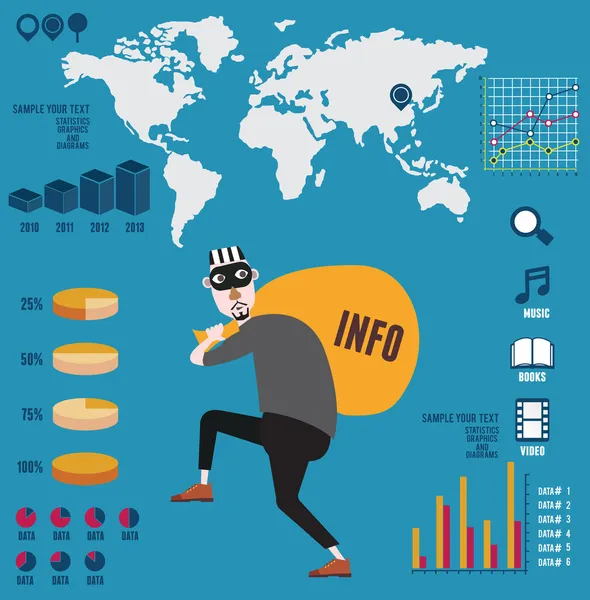 Infografica di info pirateria — Vettoriale Stock