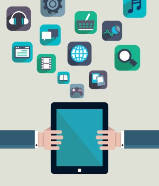sosyal medya kavramı. tablet pc kaynakları