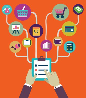 iş ve ödeme yönetimi. düz stil