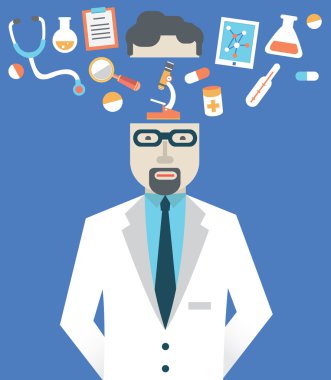 erkek doktor ilaç sembolleri vektör resmi